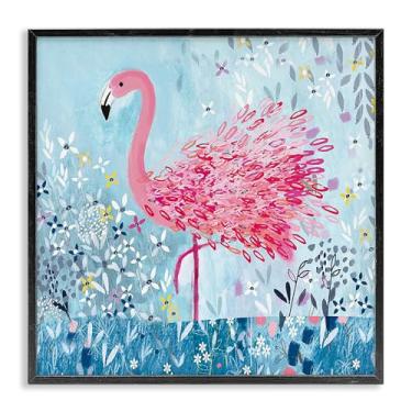 Imagem de Stupell Industries Arte giclée emoldurada cinza flamingo flor peculiar, design por Clare Tupper, 17 x 17