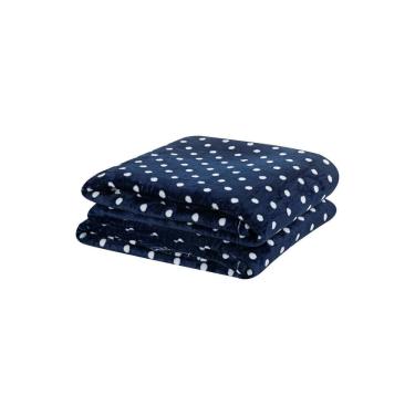 Imagem de Manta Flanel Poá Queen Antialérgica Inverno Quente Azul