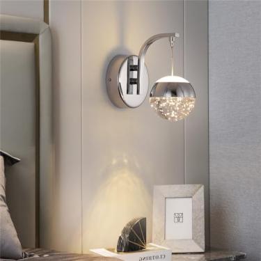 Imagem de Luminária de parede nórdica simples com cristais e iluminação LED para decoração de sala de estar e quarto (Estilo 2)