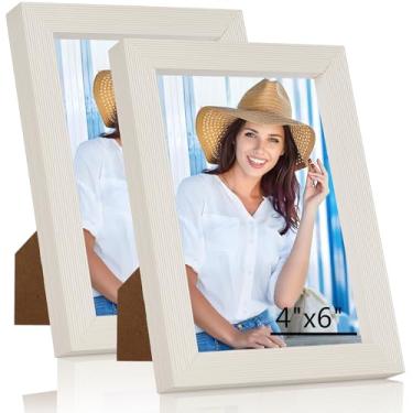 Imagem de WTAQR Porta-retrato 10 x 15 cm para pendurar na parede ou mesa, montagem na parede horizontal ou verticalmente, moldura com acrílico HD para fotos, pôsteres e impressões artísticas, moldura branca,