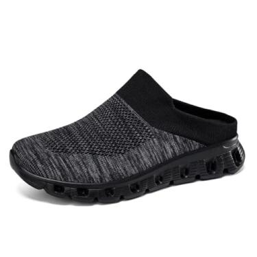 Imagem de Jakcuz Tênis masculino Mules frente única, respirável, aberto nas costas, casual, chinelos masculinos, Todo preto, 6.5 Narrow