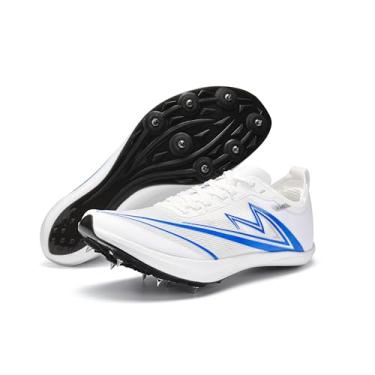 Imagem de Sonic Cat Tênis de atletismo masculino feminino infantil Spikes de comprimento total com placa de carbono tênis de salto de corrida para corrida e corrida profissional para meninos, Branco, 36