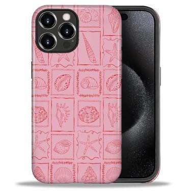 Imagem de Flivro Capa para iPhone 16 Pro, híbrida, resistente, 2 em 1, capa rígida de policarbonato e amortecedor interno de silicone, antiarranhões, à prova de choque, design fino - Conchas rosa verão