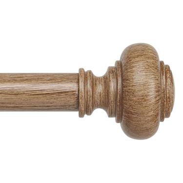 Imagem de Wolistsa Varões de cortina de madeira para janelas de 166 a 300 cm, haste de cortina de madeira longa decorativa vintage boho de 2,5 cm de diâmetro, haste de cortina rústica ajustável para casa de