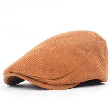 Imagem de Boné Corduroy Flat Cap Gatsby Newsboy Ivy Cabbie Chapéu para homens - 
