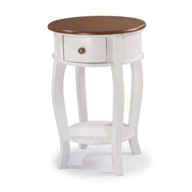 Imagem de Mesa Lateral Redonda com 1 Gaveta e Prateleira 1035 Linz Móveis - Laca