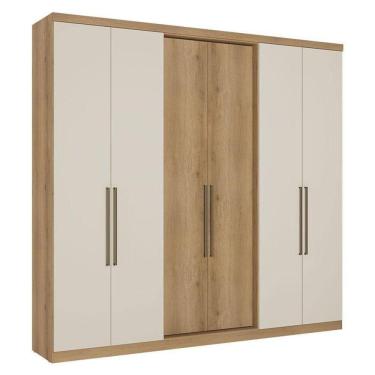Imagem de Guarda Roupa Casal Passione Ultra 6 Portas Capuccino Off White Acetinado - Thb