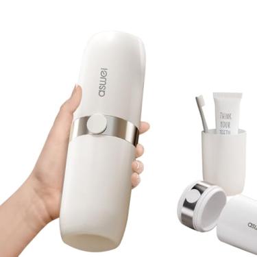 Imagem de Estojo de copo de escova de dentes de viagem, suporte de escova de dentes portátil e copo de enxaguante bucal estojo de viagem, conjunto de caixa de escova de dentes com botão de escape, para