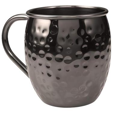 Imagem de Canecas Moscow Mule banhadas a preto, aço inoxidável, martelado clássico 304, forro de alça redonda não, coquetéis, bebidas frias e cerveja para ótimas