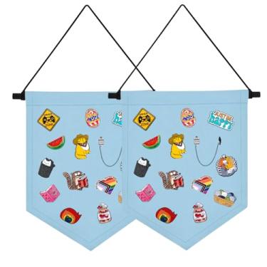 Imagem de Leldlla 2 peças broche de pendurar na parede joias estojo de armazenamento de lona colorido esmalte pino suporte crachá brincos colar exibição banner coleção organizador