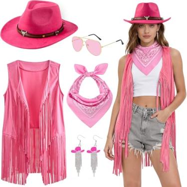 Imagem de Cubacubo Roupas de vaqueira para mulheres, fantasia de vaca ocidental, franja, colete de caubói e acessórios