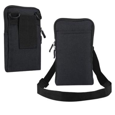 Imagem de Carteira transversal para celular masculina inimiga, suporte vertical para cinto para celular, bolsa mensageiro de ombro para smartphone de 17,5 cm com zíper na cintura, coldre para caminhada, viagem