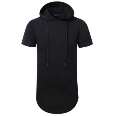 Imagem de Moletom com capuz Aiyino Fashion Athletic de manga curta  preto M