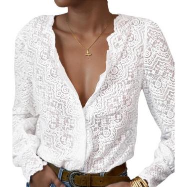 Imagem de Blusa LUXVEER de renda  branca e casual elegante