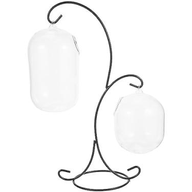 Imagem de Desk Glass Hanging Fish Bowl Tank with Stand Small Table Glass Fish Tank Mini Aquarium Air Plant Holder for Home Office Decoration R(As Shown 1,33.5X20X12.5CM)