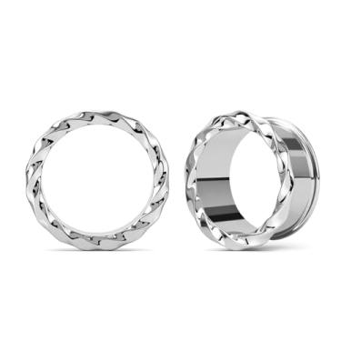 Imagem de ERKUOO Túneis de orelha alargadores minimalistas alargadores duplos torcidos solares spike piercing joias para mulheres homens 6 mm a 30 mm tamanho grande