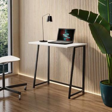 Imagem de Escrivaninha Dobrável – Mesa Office e Estudo Compacta, Prática e Estilosa(Branco com Preto)