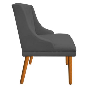 Imagem de Kit 6 Cadeiras de Jantar Suede Grafite Pés Palito