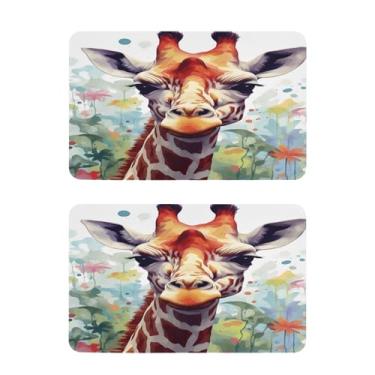 Imagem de Blueangle Conjunto de 2 ímãs de geladeira com pintura de girafa - Ímãs decorativos engraçados de geladeira de cozinha - Seguro para lava-louças e decoração magnética durável (216)