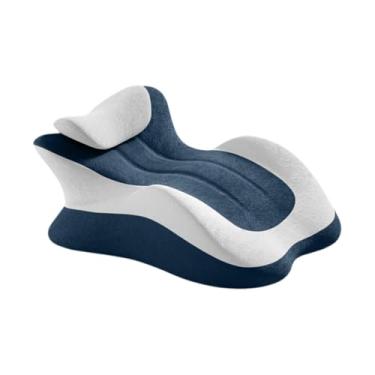 Imagem de IEUDNS Almofada de cunha para cama, travesseiro leve e simples para dormir de costas, assistir filmes, dormitório, Cinza Azulado