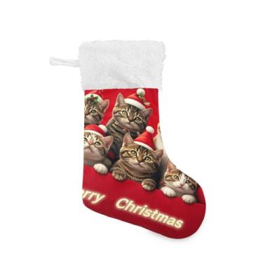 Imagem de GakkiGii Pacote com 2 meias de Natal para gatos, decoração de Natal grande para parede de árvore de lareira, 45 x 31 cm