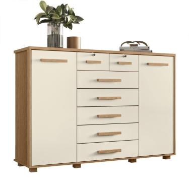 Imagem de Cômoda Para Quarto 7 Gavetas 160cm Fontaine A02 Off/freijó - Mpozenato