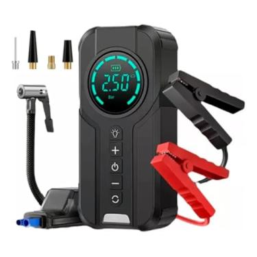 Imagem de Marivo Auxiliar de Partida + Compressor Portátil 150 PSI com Bateria 8000mAh, PowerBank, LED e Display Digital – Multifuncional para Carro, Moto e Bike