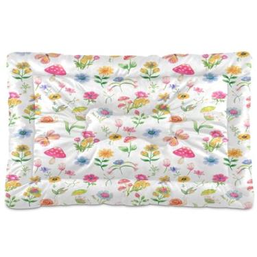 Imagem de SEHANY Cama de flores coloridas para cães e gatos com fundo antiderrapante, cama de canil, colchão macio para animais de estimação, lavável para cães pequenos, médios e grandes, gatos, 61 x 45 cm