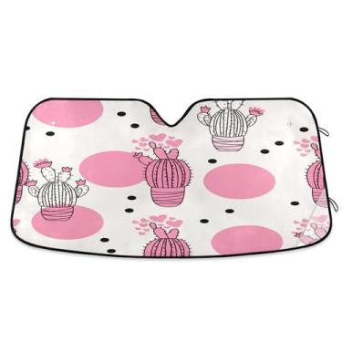 Imagem de SEHANY Pára-brisa de carro cacto planta verde para-sol dobrável janela frontal protetor de viseira solar para carro, SUV, caminhão - Mantenha o veículo fresco, 133 x 23,5 polegadas