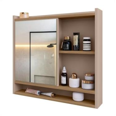 Imagem de Armário De Banheiro Aéreo Espelheira 1 Porta com Nicho, Espelho Armário Organizador para Parede, Nicho de Armazenamento para Produtos de Higiene(AQUA - FENDE E HANOVER)