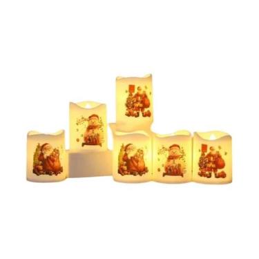Imagem de Velas LED De Projeção Do Papai Noel 4PCS Sem Chama Luzes Eletrônicas P