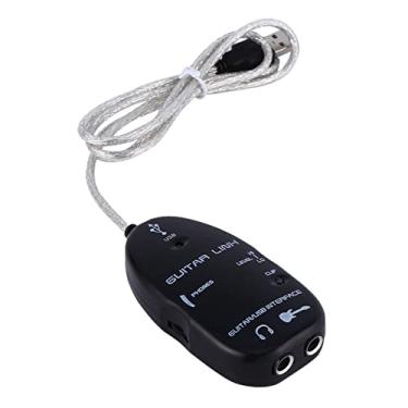Imagem de GLOGLOW Cabo de Interface de Guitarra para USB, Adaptador de Gravação de 16 Bits 48kHz Com Monitoramento de Fone de Ouvido para PC, Link de áudio Plug and Play para Prática de Estúdio Doméstico