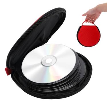 Imagem de Suporte de CD para carro, carteira de CD, organizador de DVD, pasta divisória de armazenamento de DVD, organizador de fichário de armazenamento de disco para carro, casa, viagem, transporte (vermelho)