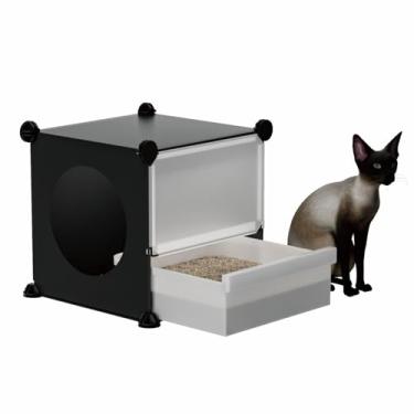 Imagem de STILLCOVE Caixa de areia para gatos com tampa interna: caixa de areia fechada com tampa para vários gatos gatinho, caixa de areia DIY para gaiola de gato C & C Grid