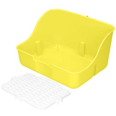 Imagem de Naroote Gaiola para Animais de Estimação, Caixa de Areia para Animais Pequenos, Bandeja Durável para Banheiro de Coelho para Hamster, Areia, Suprimentos para de Estimação para Coelho (Amarelo)