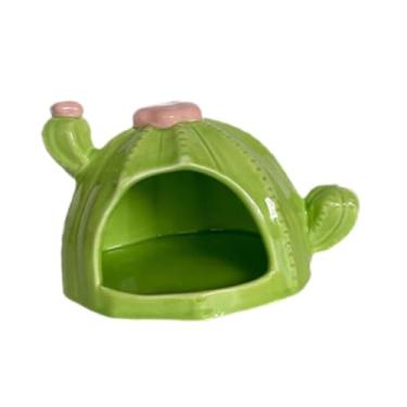 Imagem de KiBcsLic Casinha de cerâmica para hamster, para hamster, comedouro para chinchila, pequenos animais, acessórios para ouriço, Verde