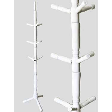 Imagem de Cabideiro de Chão em Madeira com 10 Ganchos | Cabideiro para Roupas Artesanal e Resistente, 1.65m de Altura(Branco)