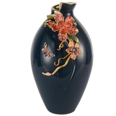 Imagem de Vaso de cerâmica colorido esmaltado, mesa de jantar, sala de estar, hall de entrada, decoração de vaso, ornamentos de arranjo de flores secas