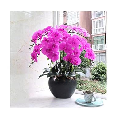 Imagem de LMJYU Flores artificiais para decoração flor artificial Phalaenopsis flores artificiais requintadas para decoração de casa flor artificial orquídea flores artificiais plantas