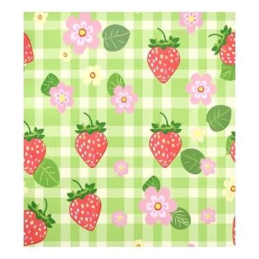 Imagem de Qilmy Linda capa magnética de morangos e flores para máquina de lavar louça, 58 x 66 cm, capa decorativa para geladeira para porta frontal, adesivo, máquina de lavar, painel de geladeira, decalque