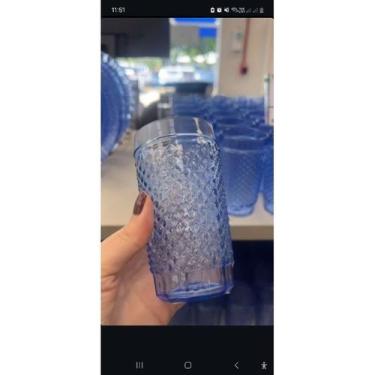 Imagem de Jogo 6 Copos de Vidro Barroco - 255 ml - Wheaton, Azul bebê, 6 Unidade