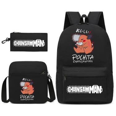 Imagem de Conjunto de mochilas Chainsaws Mans Pochitas Cartoon Kids School