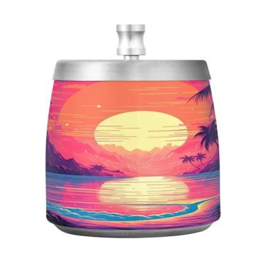 Imagem de Wassud Cinzeiro para cigarros, interior, exterior, praia, pôr do sol, cinzeiro com tampa, aço inoxidável, à prova de vento, inodoro, mesa, cinzeiro, casa, escritório, pátio, varanda, decoração