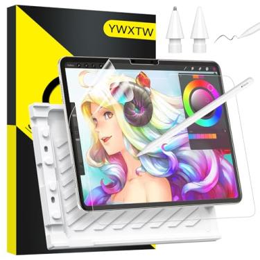 Imagem de YWXTW Pacote com 2 protetores de tela com toque de papel para iPad Pro de 11 polegadas (M5/M4) 2025/2024 + pontas de substituição para Apple Pencil, filme fosco antirreflexo com bandeja de fácil