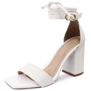 Imagem de Sandália Re&Ton Salto Bloco Grosso Brilho Feminina BL28 (Branco, BR, Adulto, Numérico, 40)
