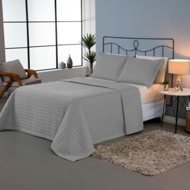 Imagem de Kit Cobre-Leito Casal Copacabana 3 Peças Matelado Percal 300 Fios Luxo (Cinza)