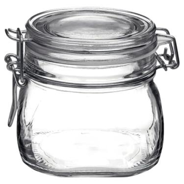 Imagem de Pote De Vidro Com Tampa Hermética 450ml Com Trava Em Arame 10,5cm x 11cm Para Armazenamento De Alimentos Organizador E Porta Mantimentos (450)