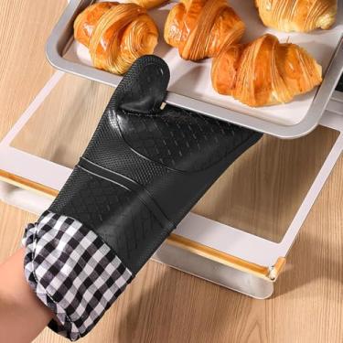 Imagem de Luva Térmica de Silicone Xadrez Cinza Resistente ao Calor