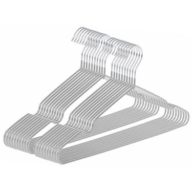 Imagem de gofuch Cabides antiderrapantes revestidos de PVC ultrafinos de metal, pacote com 20 cabides de roupas que economizam espaço para armário, 40,6 cm de largura para ternos, vestidos, jaquetas (cinza)