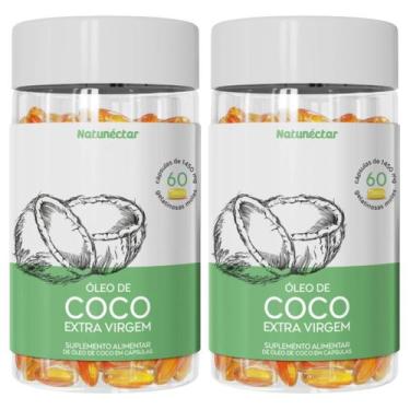 Imagem de Kit 2 Potes Óleo de Coco Encapsulado Suplemento Alimentar Natural Extr
